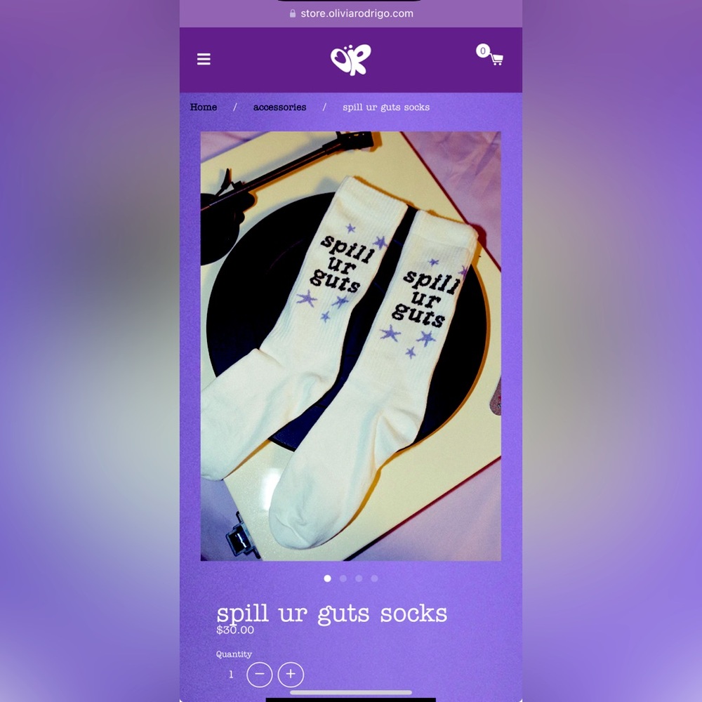 Authentic Olivia Rodrigo - Spill Ur Guts Socks NWT